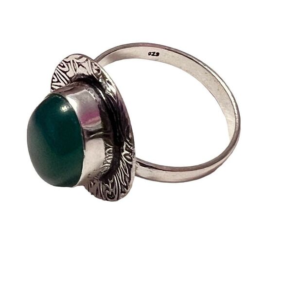 NEW Silver Plated Green Onyx Ring Size 8.5 - Picture 2 of 4